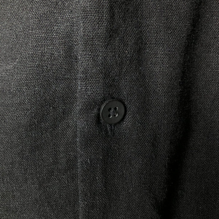 BURUNO Short Sleeve Open Collar Rayon and Linen Box Shirt, Men's Size XL linen black type Vintage Second Hand