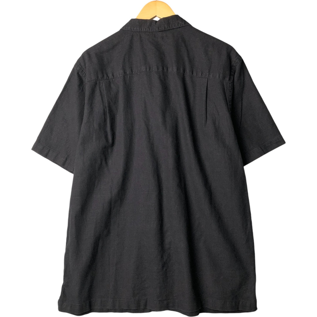 DAVID TAYLOR Short Sleeve Open Collar Cotton and Linen Box Shirt, Men's Size L linen black type Vintage Second Hand