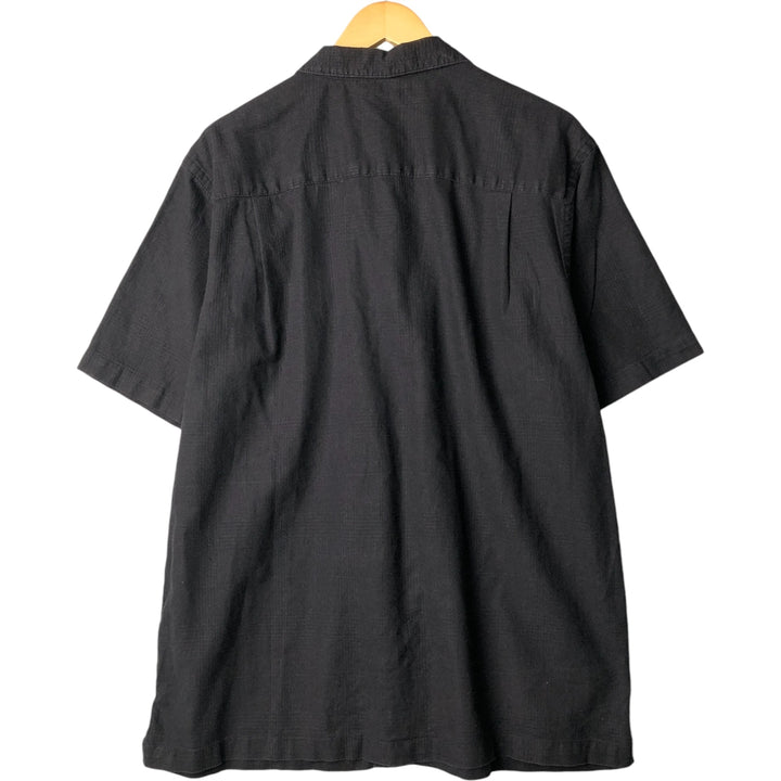 DAVID TAYLOR Short Sleeve Open Collar Cotton and Linen Box Shirt, Men's Size L linen black type Vintage Second Hand