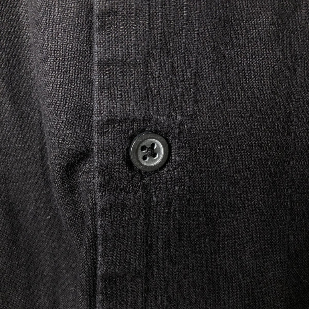 DAVID TAYLOR Short Sleeve Open Collar Cotton and Linen Box Shirt, Men's Size L linen black type Vintage Second Hand