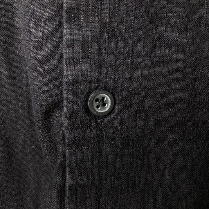 DAVID TAYLOR Short Sleeve Open Collar Cotton and Linen Box Shirt, Men's Size L linen black type Vintage Second Hand