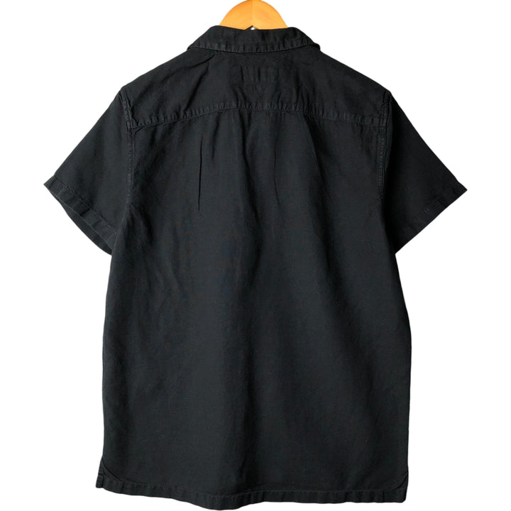 Abercrombie and Fitch Short Sleeve Open Collar Cotton and Linen Box Shirt, Men's Size L linen black type Vintage Second Hand