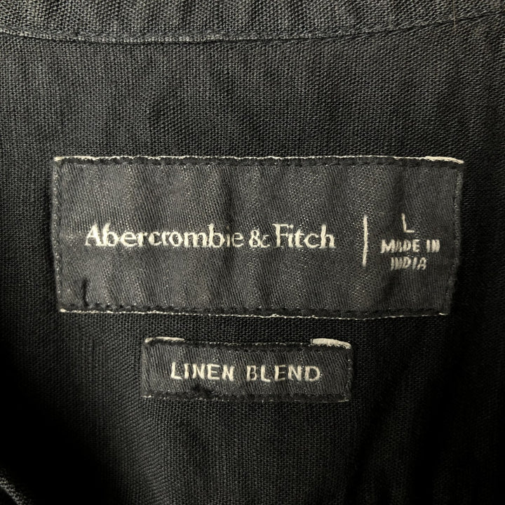 Abercrombie and Fitch Short Sleeve Open Collar Cotton and Linen Box Shirt, Men's Size L linen black type Vintage Second Hand