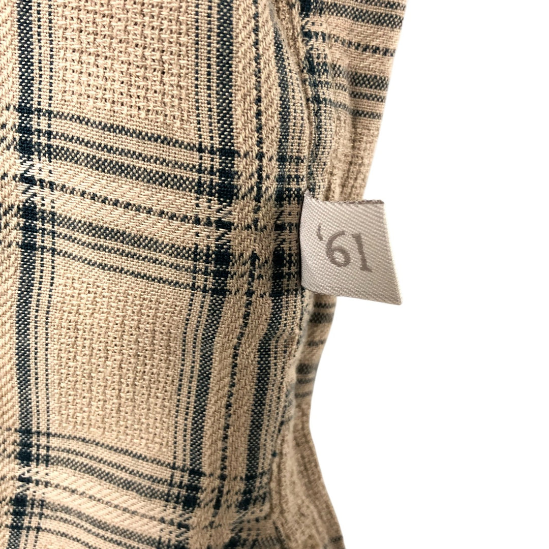 Cabela's Check Pattern Short Sleeve Open Collar Cotton Shirt, Men's Size L cotton Beige type Vintage Second Hand