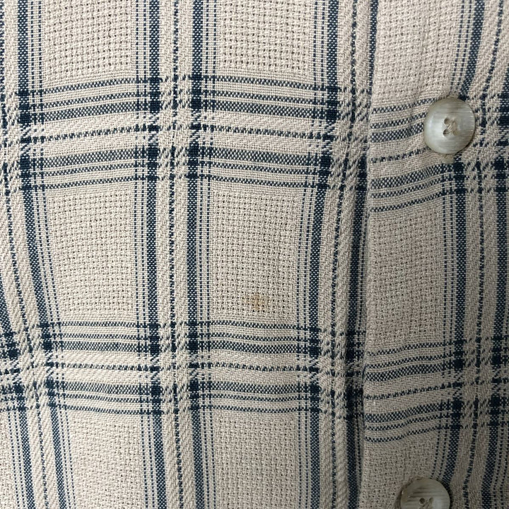 Cabela's Check Pattern Short Sleeve Open Collar Cotton Shirt, Men's Size L cotton Beige type Vintage Second Hand