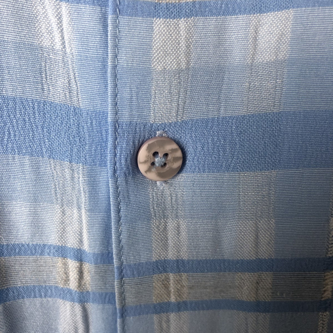 VISIVO Check Pattern Short Sleeve Open Collar Polyester Box Shirt, Men's Size XL polyester Blue type light blue Vintage Second Hand