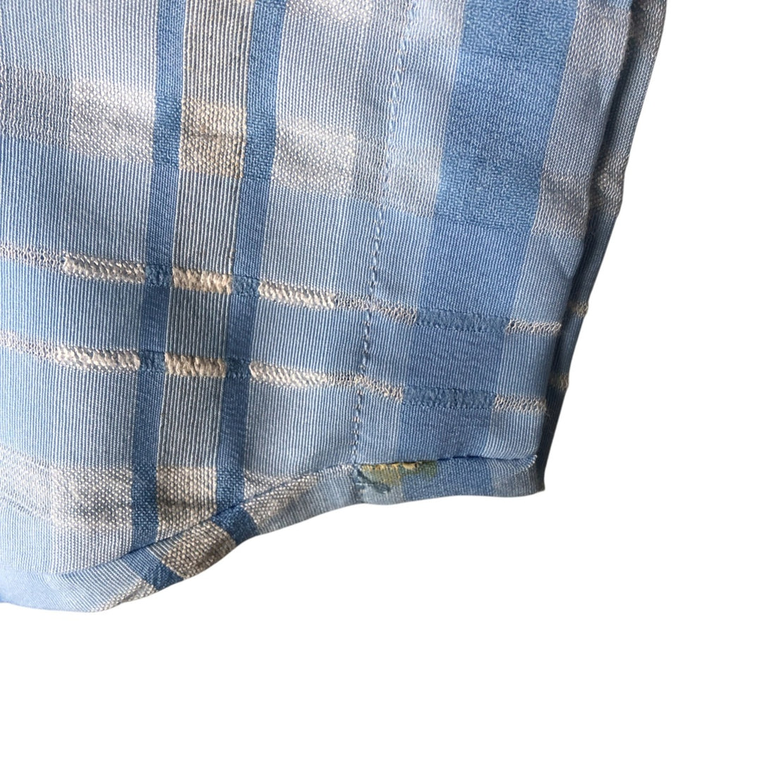 VISIVO Check Pattern Short Sleeve Open Collar Polyester Box Shirt, Men's Size XL polyester Blue type light blue Vintage Second Hand