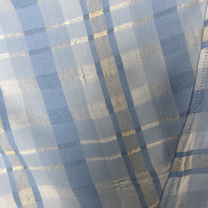 VISIVO Check Pattern Short Sleeve Open Collar Polyester Box Shirt, Men's Size XL polyester Blue type light blue Vintage Second Hand