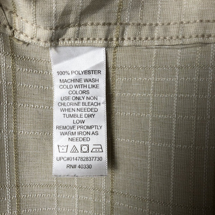 Haggar Check Pattern Short Sleeve Open Collar Polyester Shirt Box Shirt Men's XL polyester Beige type Vintage Second Hand