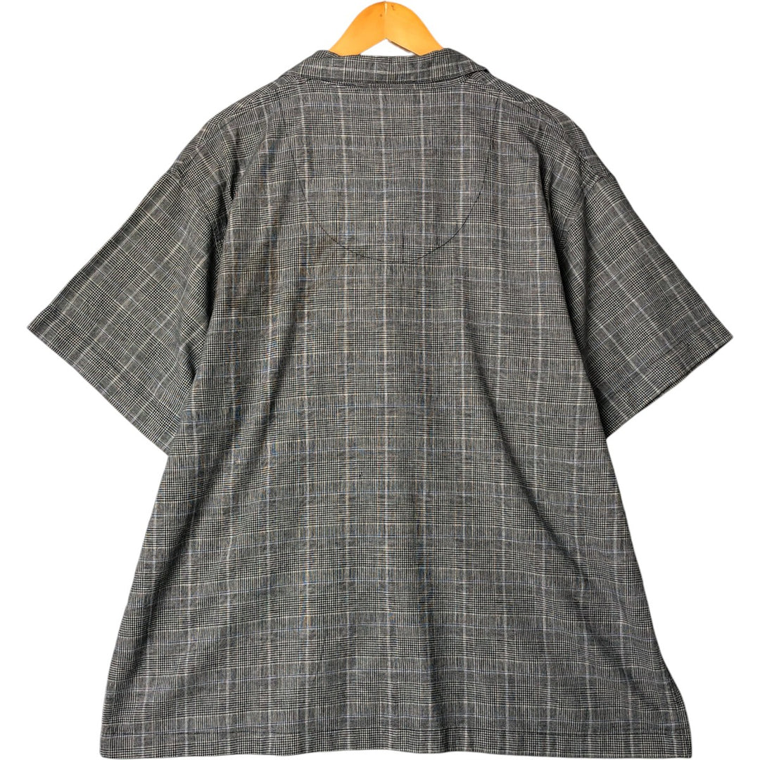 Nautica Sleepwear Glen Plaid Short Sleeve Open Collar Box Shirt, Men's Size XL unclear gray type Vintage Second Hand
