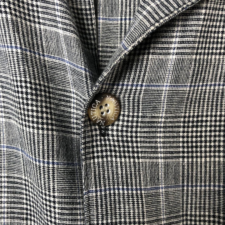 Nautica Sleepwear Glen Plaid Short Sleeve Open Collar Box Shirt, Men's Size XL unclear gray type Vintage Second Hand