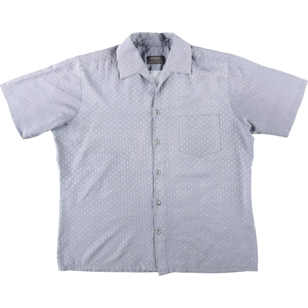 70s-80'S SPIRE all-over print short-sleeved open-collar shirt, boxy shirt, made in USA, men's size L equivalent, vintage. unclear purple type Vintage Second Hand