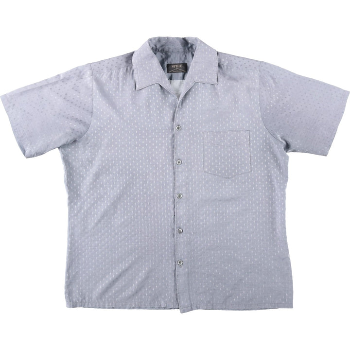 70s-80'S SPIRE all-over print short-sleeved open-collar shirt, boxy shirt, made in USA, men's size L equivalent, vintage. unclear purple type Vintage Second Hand