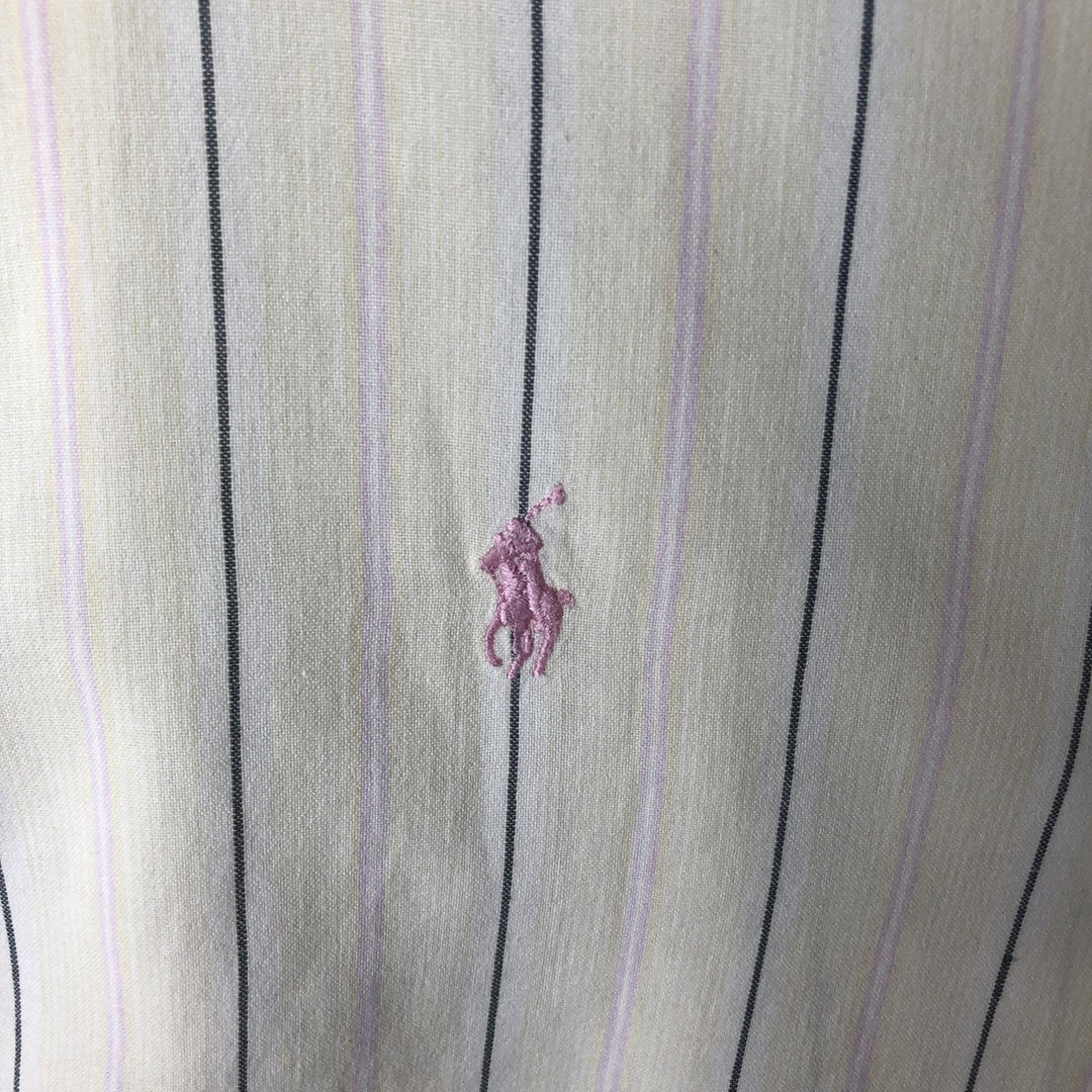 Ralph Lauren short sleeve button down striped shirt, men's XL size cotton yellow type Vintage Second Hand