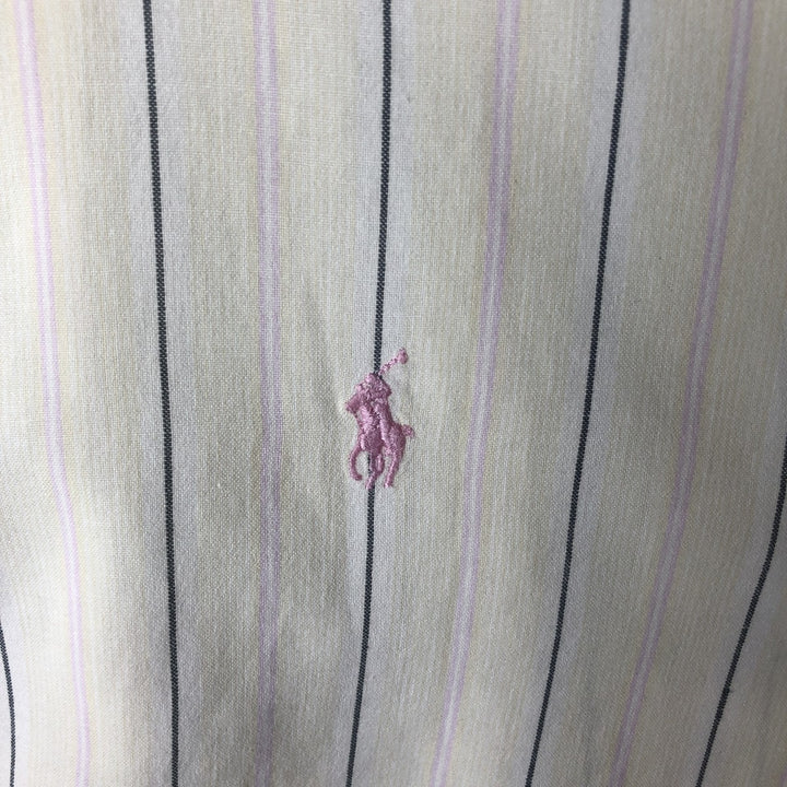 Ralph Lauren short sleeve button down striped shirt, men's XL size cotton yellow type Vintage Second Hand