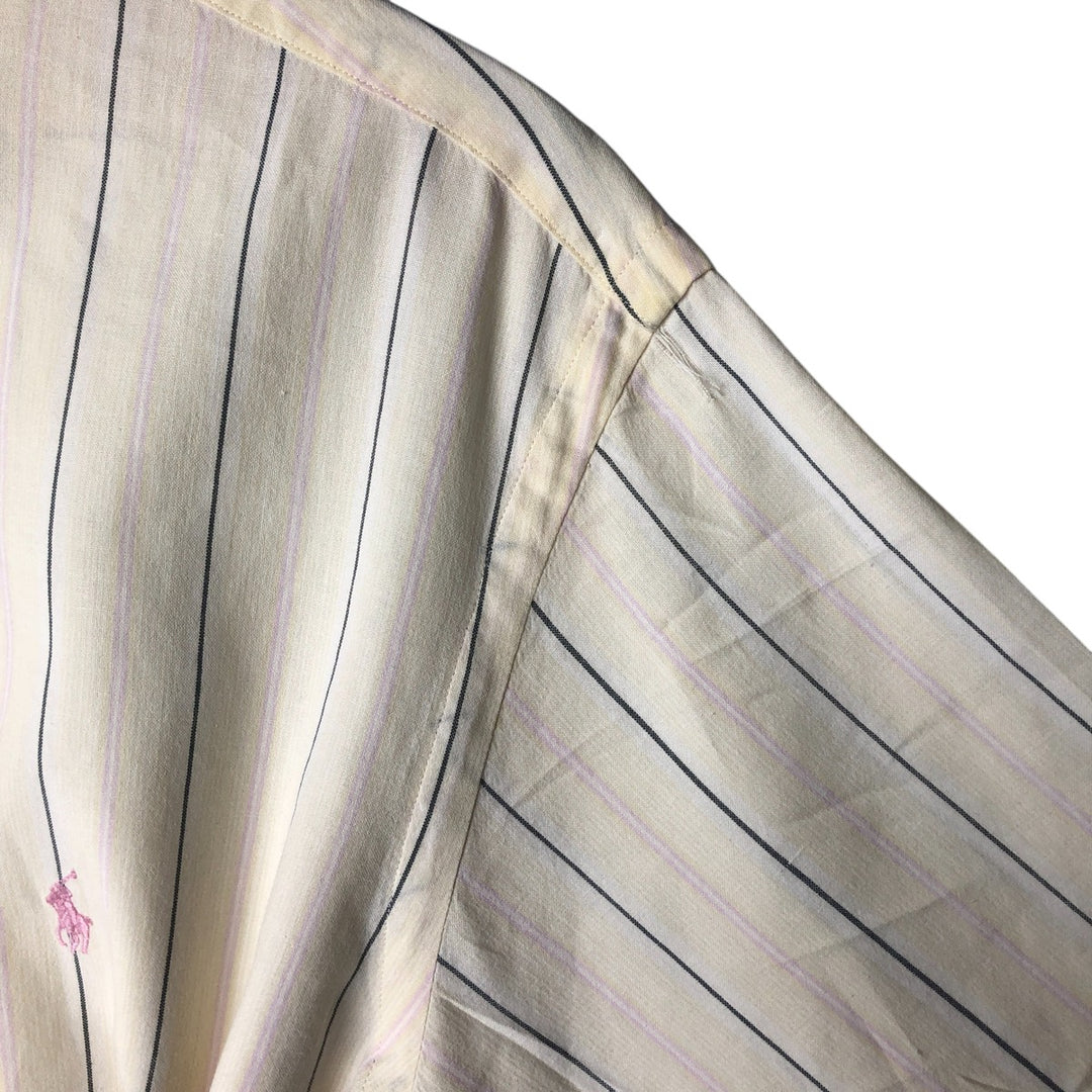 Ralph Lauren short sleeve button down striped shirt, men's XL size cotton yellow type Vintage Second Hand
