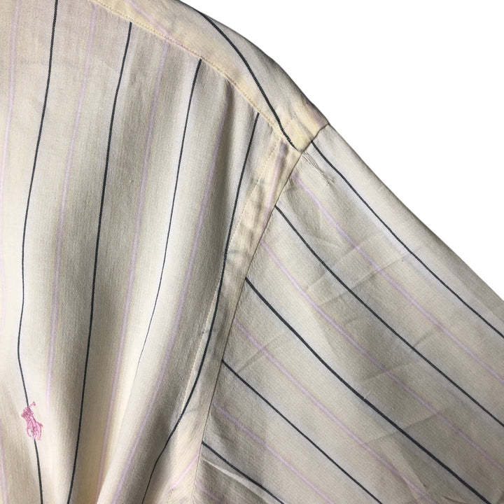 Ralph Lauren short sleeve button down striped shirt, men's XL size cotton yellow type Vintage Second Hand