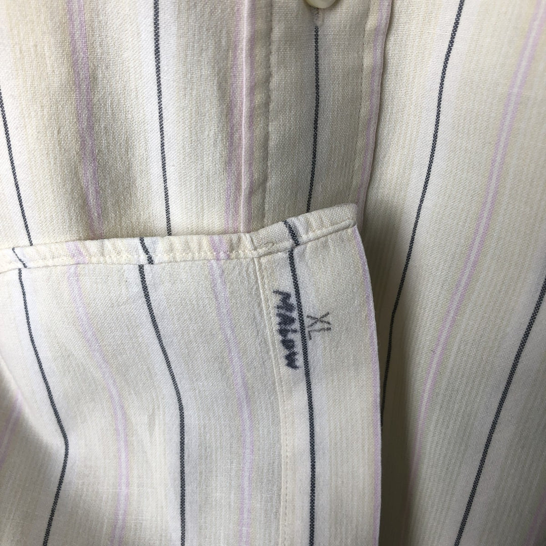 Ralph Lauren short sleeve button down striped shirt, men's XL size cotton yellow type Vintage Second Hand