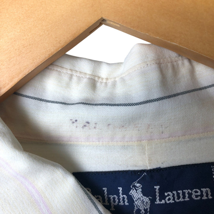 Ralph Lauren short sleeve button down striped shirt, men's XL size cotton yellow type Vintage Second Hand