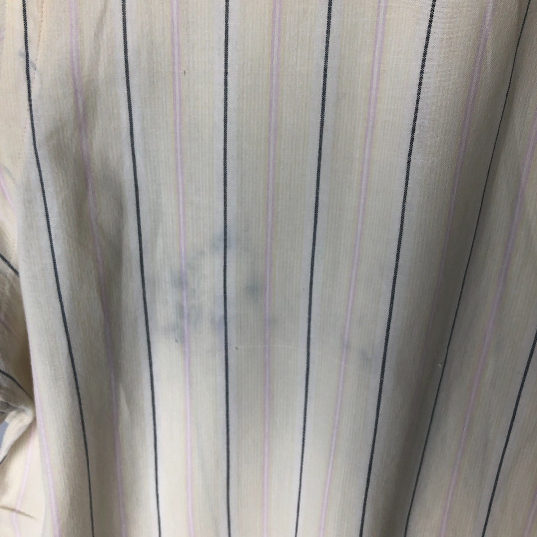 Ralph Lauren short sleeve button down striped shirt, men's XL size cotton yellow type Vintage Second Hand