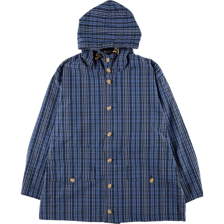 Cherokee Check Pattern Cotton Parka, Men's XL cotton blue type Vintage Second Hand