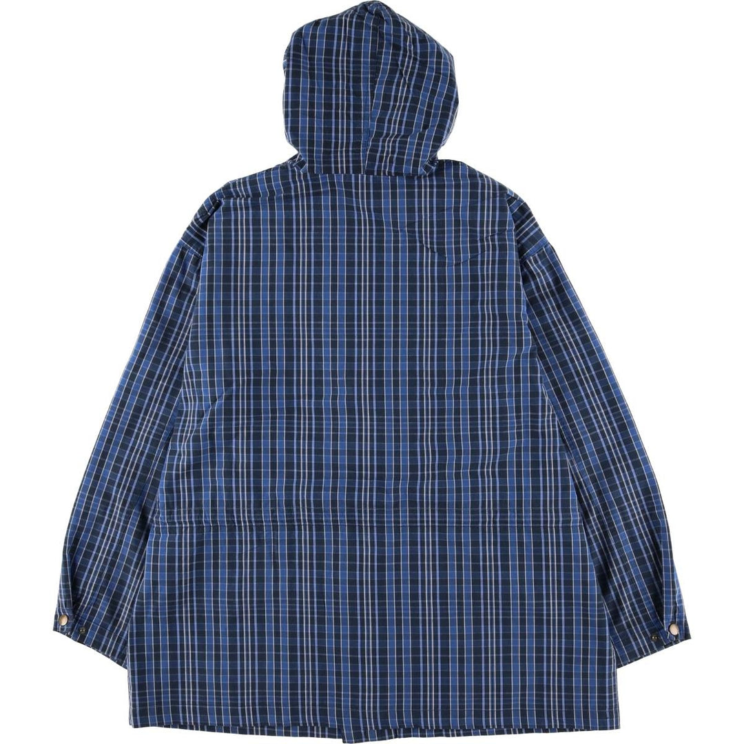 Cherokee Check Pattern Cotton Parka, Men's XL cotton blue type Vintage Second Hand