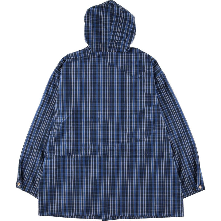 Cherokee Check Pattern Cotton Parka, Men's XL cotton blue type Vintage Second Hand