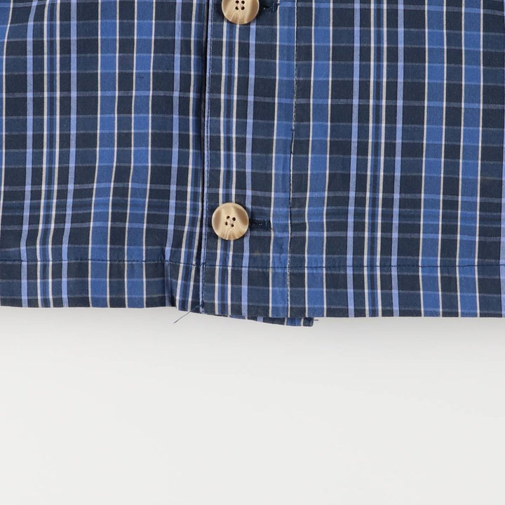 Cherokee Check Pattern Cotton Parka, Men's XL cotton blue type Vintage Second Hand