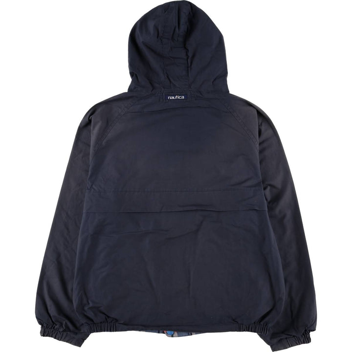 Vintage 90'S Nautica Check Pattern Reversible Cotton Hoodie, Men's Size XL cotton navy blue type Vintage Second Hand
