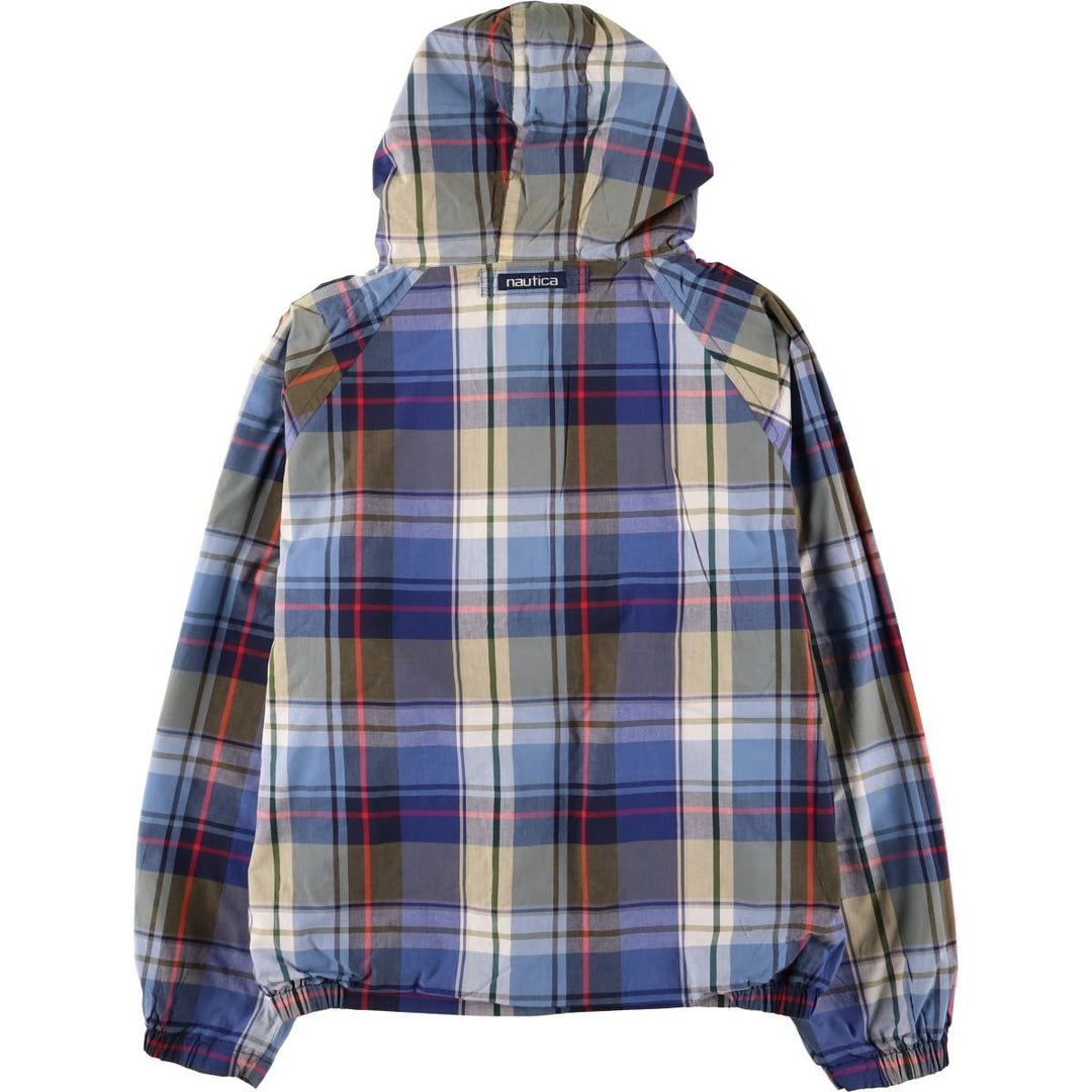 Vintage 90'S Nautica Check Pattern Reversible Cotton Hoodie, Men's Size XL cotton navy blue type Vintage Second Hand