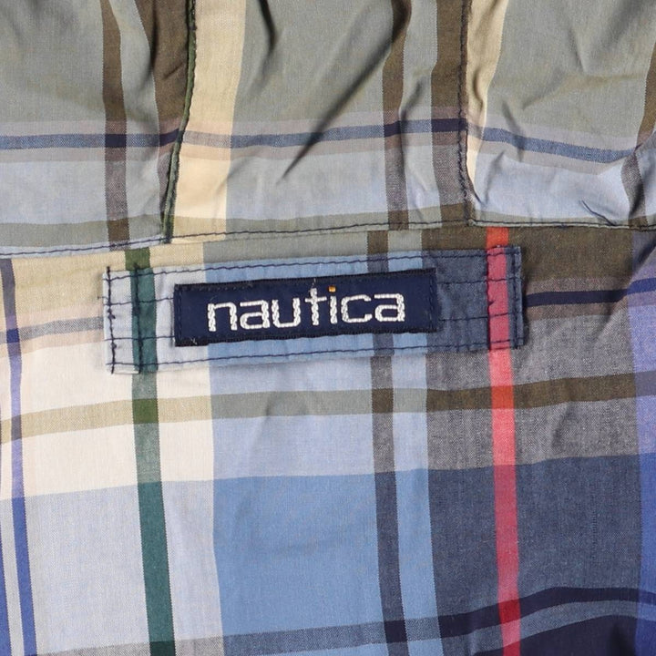 Vintage 90'S Nautica Check Pattern Reversible Cotton Hoodie, Men's Size XL cotton navy blue type Vintage Second Hand