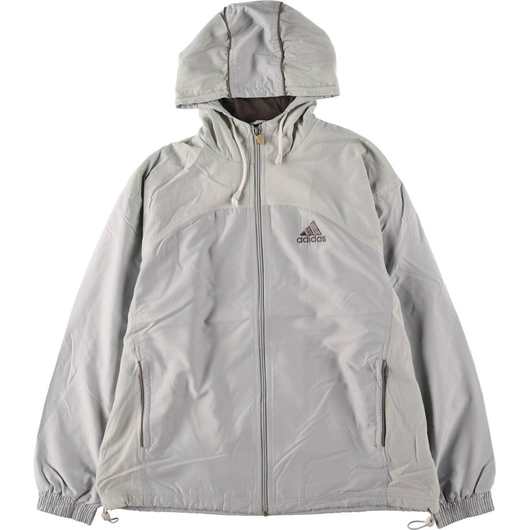 Vintage 90'S Adidas hooded windbreaker, size L, men's polyester gray type Vintage Second Hand