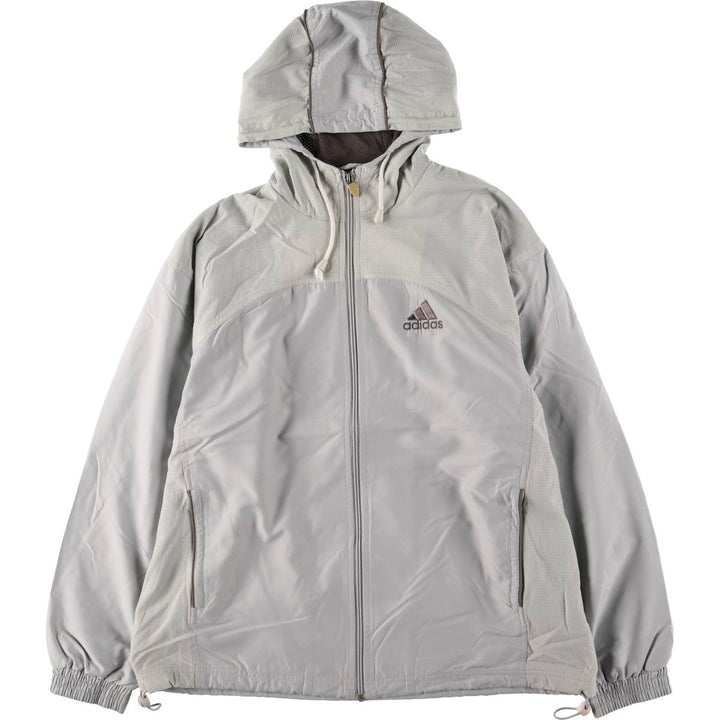 Vintage 90'S Adidas hooded windbreaker, size L, men's polyester gray type Vintage Second Hand
