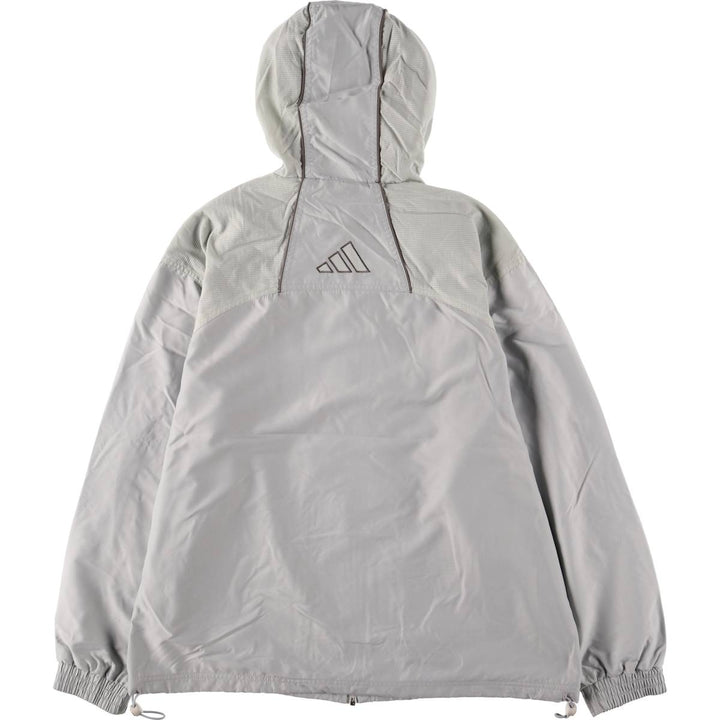 Vintage 90'S Adidas hooded windbreaker, size L, men's polyester gray type Vintage Second Hand