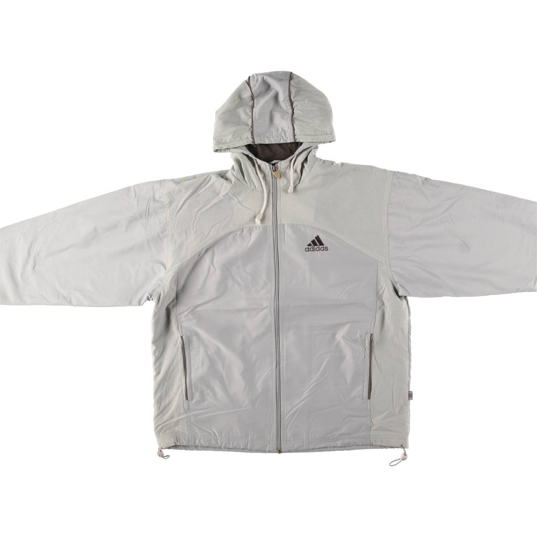 Vintage 90'S Adidas hooded windbreaker, size L, men's polyester gray type Vintage Second Hand