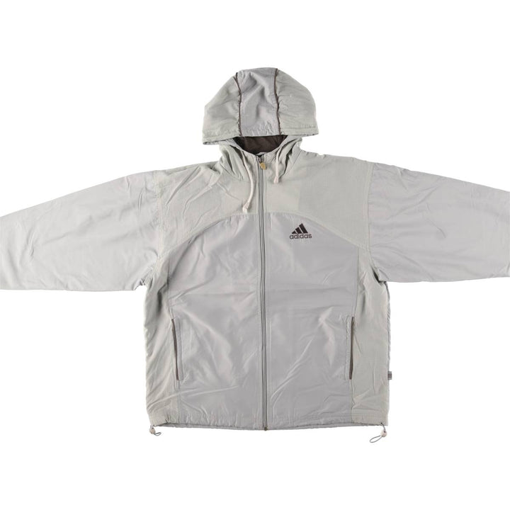 Vintage 90'S Adidas hooded windbreaker, size L, men's polyester gray type Vintage Second Hand