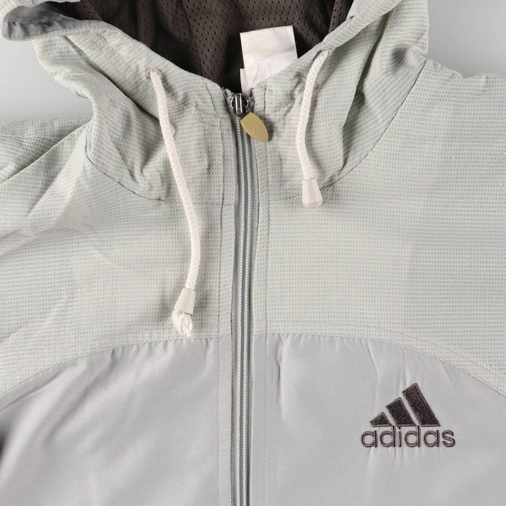 Vintage 90'S Adidas hooded windbreaker, size L, men's polyester gray type Vintage Second Hand