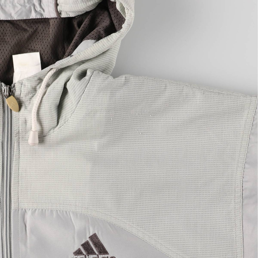 Vintage 90'S Adidas hooded windbreaker, size L, men's polyester gray type Vintage Second Hand