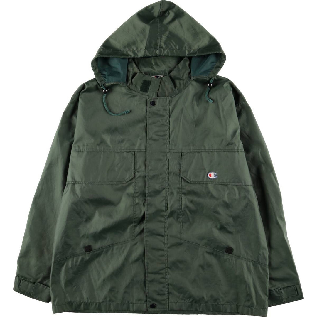 Champion Authentic Athletic Appahelo Hooded Windbreaker, Men's Size L cotton Green type dark green Vintage Second Hand