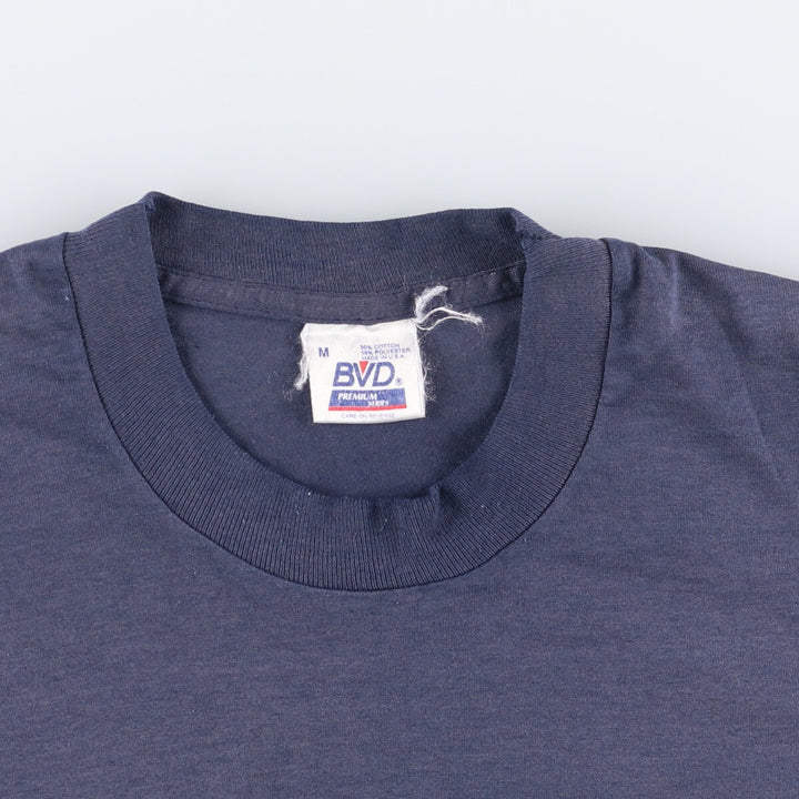 Vintage 90'S BVD plain pocket T-shirt, made in the USA, size M, men's cotton navy blue type Vintage Second Hand