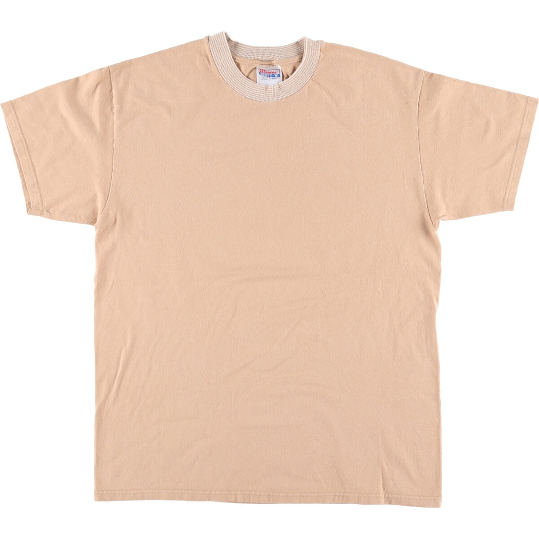 2000'S Hanes BEEFY-T plain T-shirt, men's size L cotton Beige type Vintage Second Hand