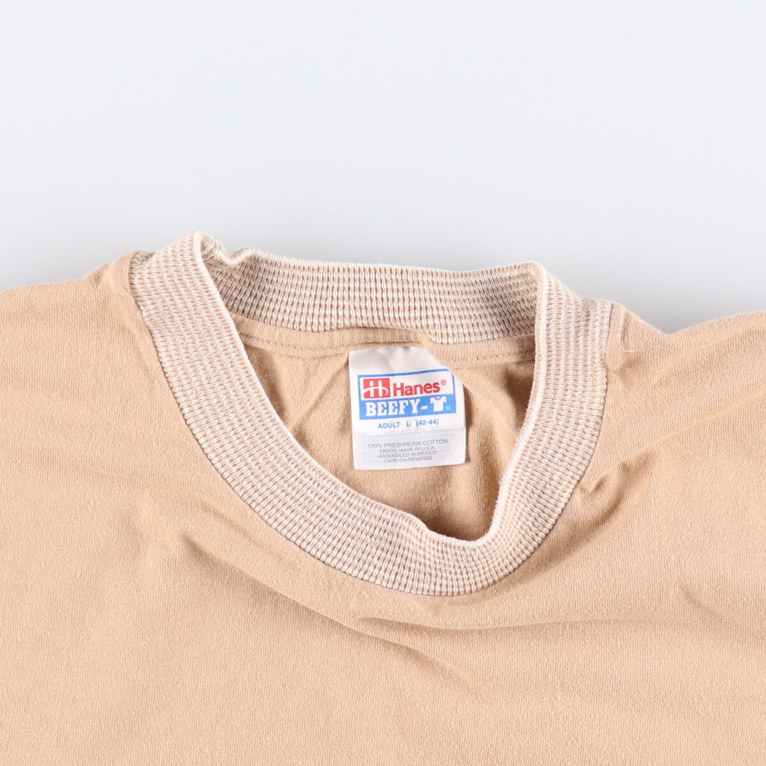 2000'S Hanes BEEFY-T plain T-shirt, men's size L cotton Beige type Vintage Second Hand