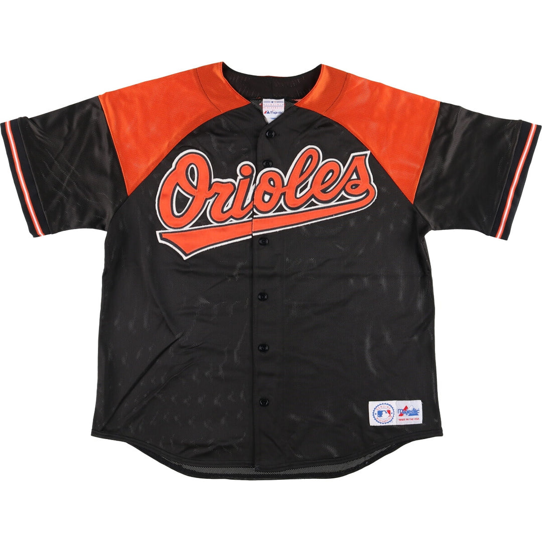 Vintage 1990'S Majestic MLB Baltimore Orioles Game Shirt, Made in USA, Men's Size Large Nylon black type Vintage Second Hand
