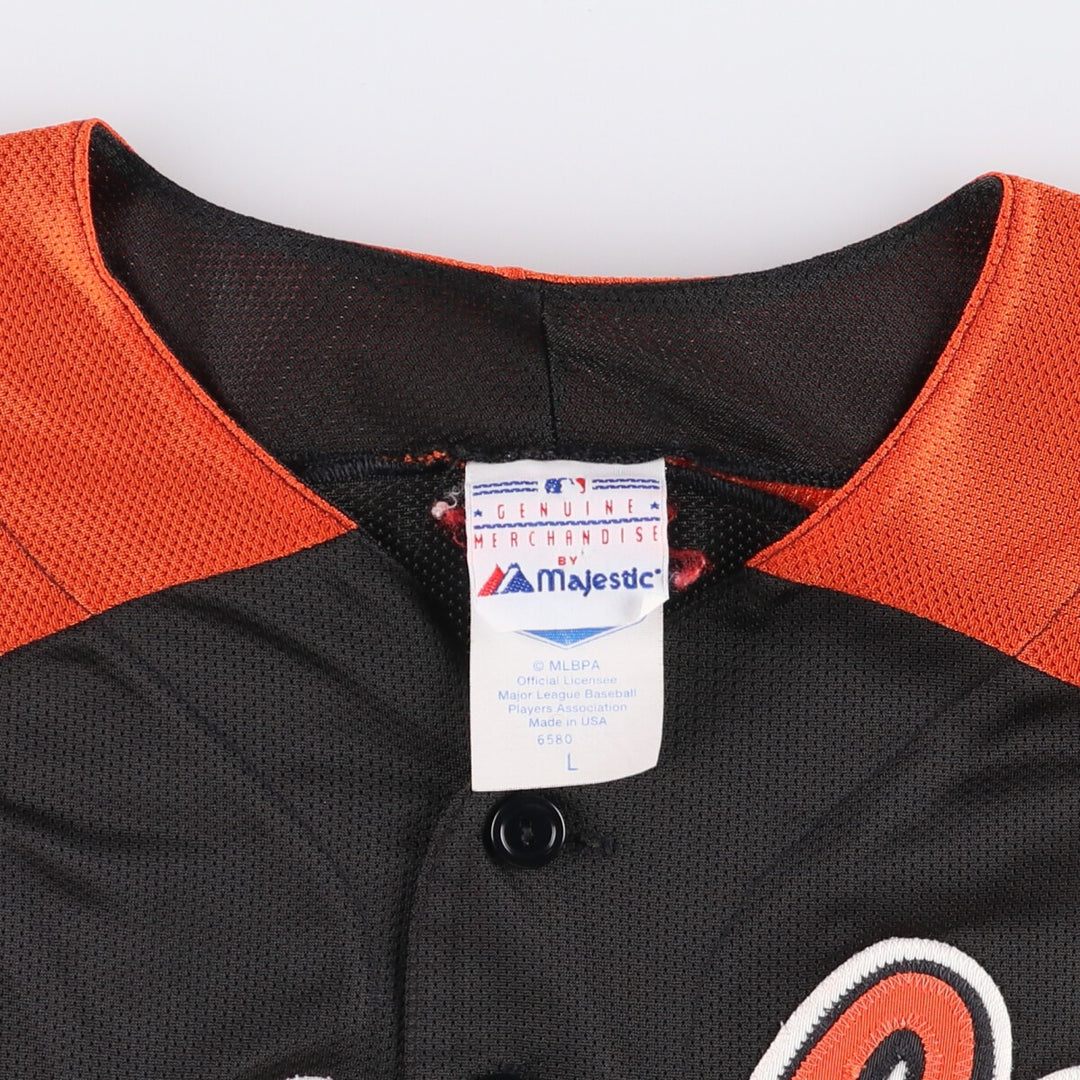 Vintage 1990'S Majestic MLB Baltimore Orioles Game Shirt, Made in USA, Men's Size Large Nylon black type Vintage Second Hand