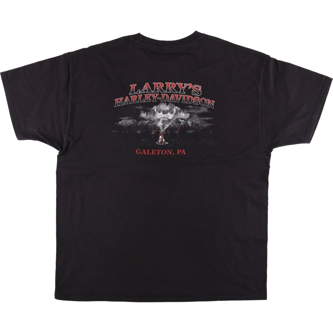 Harley Davidson Eagle Pattern Fire Pattern Motorcycle Bike T-shirt Men's XL unclear black type Vintage Second Hand