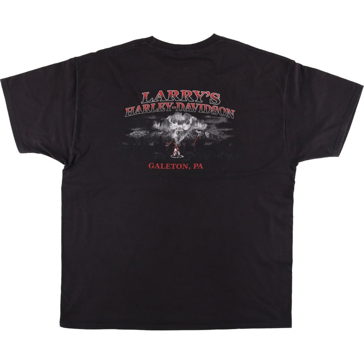 Harley Davidson Eagle Pattern Fire Pattern Motorcycle Bike T-shirt Men's XL unclear black type Vintage Second Hand