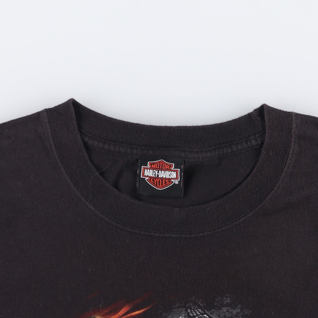 Harley Davidson Eagle Pattern Fire Pattern Motorcycle Bike T-shirt Men's XL unclear black type Vintage Second Hand