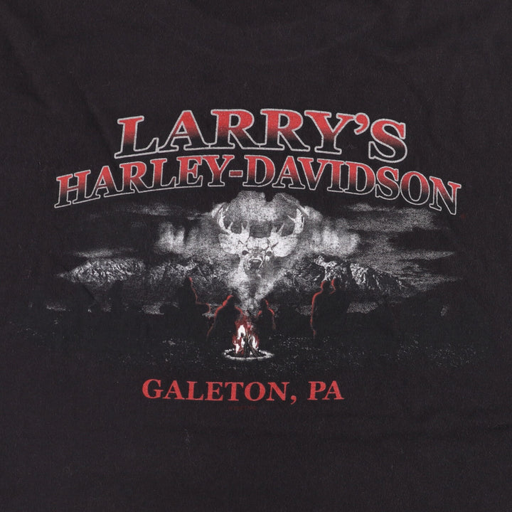 Harley Davidson Eagle Pattern Fire Pattern Motorcycle Bike T-shirt Men's XL unclear black type Vintage Second Hand