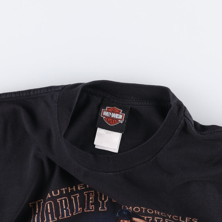 00'S Harley-Davidson Pin-up Girl Motorcycle Bike T-shirt Made in USA Men's XL cotton black type Vintage Second Hand