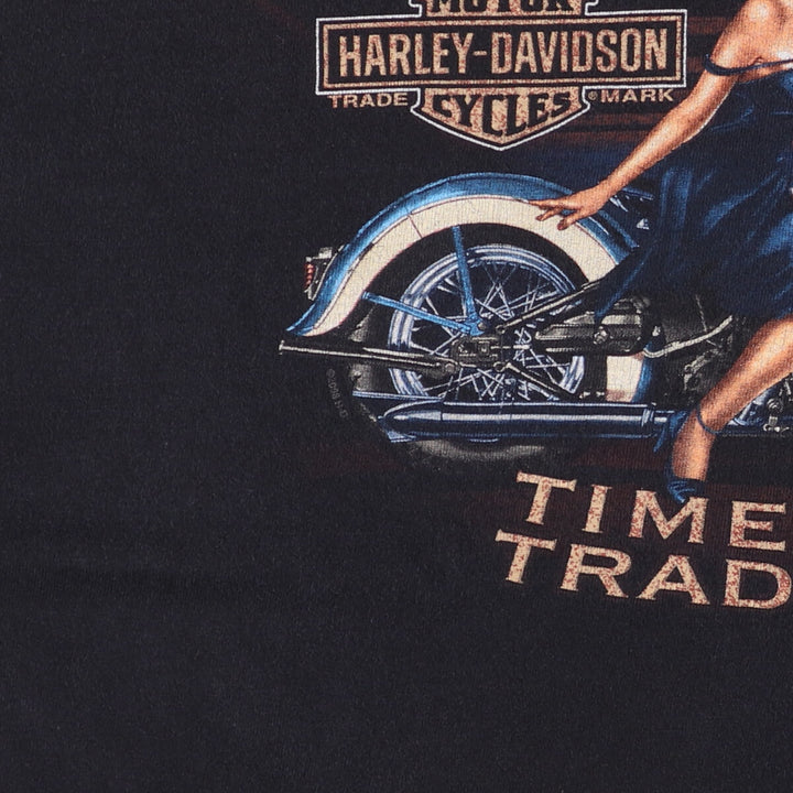 00'S Harley-Davidson Pin-up Girl Motorcycle Bike T-shirt Made in USA Men's XL cotton black type Vintage Second Hand
